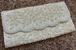 Vintage Handmade British Crown Colony Beaded Sequined Handbag Purse Clutch
